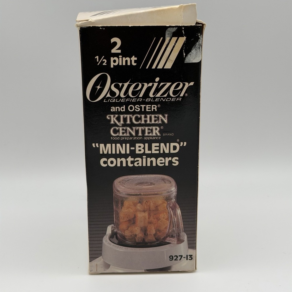 Vintage 1989 Osterizer Mini-Blend Containers 927-13 2 Jars Lids Box Instructions